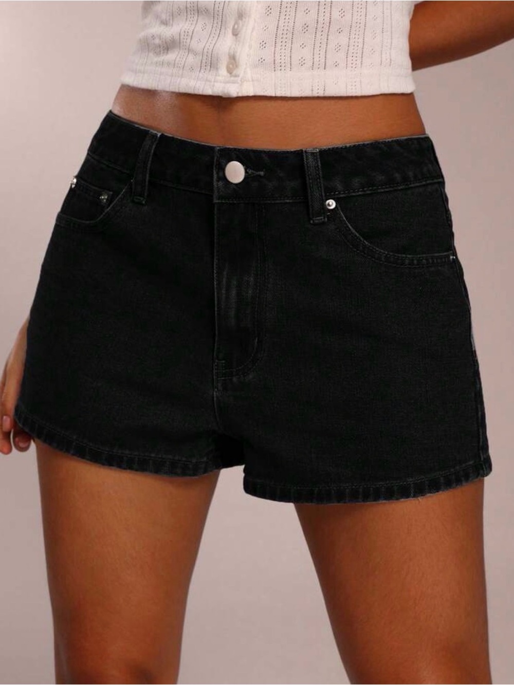 Black Women's Denim Shorts - Mom short style